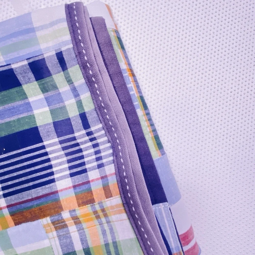 5 Panels Pottery Barn Kids Madras Plaid Patchwork Blackout Curtain Panels 44x63